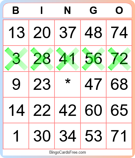 Classic bingo card example